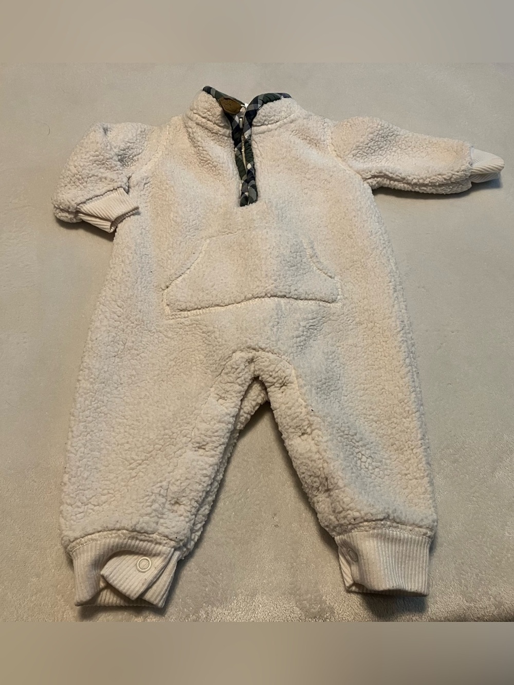 Carter's Cream Sherpa One-Piece with Kangaroo Pocket